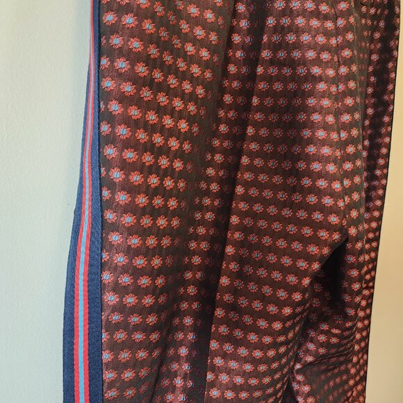 Zara Basic Pants Pleat Women Flower Size Small Maroon Side Stripe Women - Picture 6 of 10